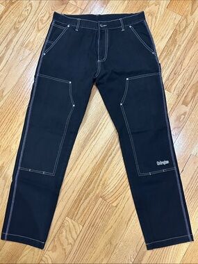 Civil Regime Carpenter Black Workwear Pants with Contrast Stitching size 32
